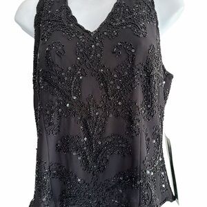 NWT - JL Laxmi Elegant Black beaded Women's Top